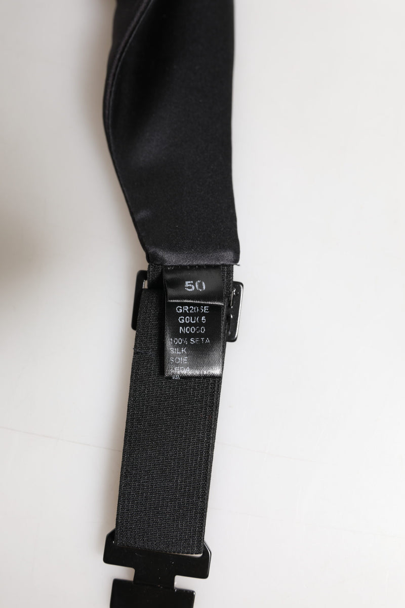 Dolce &amp; Gabbana Zwarte Heren 100% Zijden Riem Brede Taille Cummerbund
