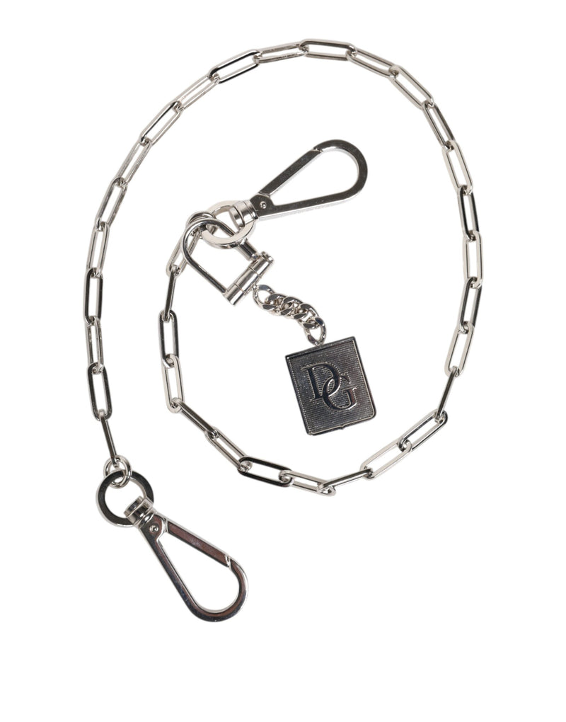 Dolce &amp; Gabbana zilverkleurige metalen ketting DG Charm riem sleutelhanger