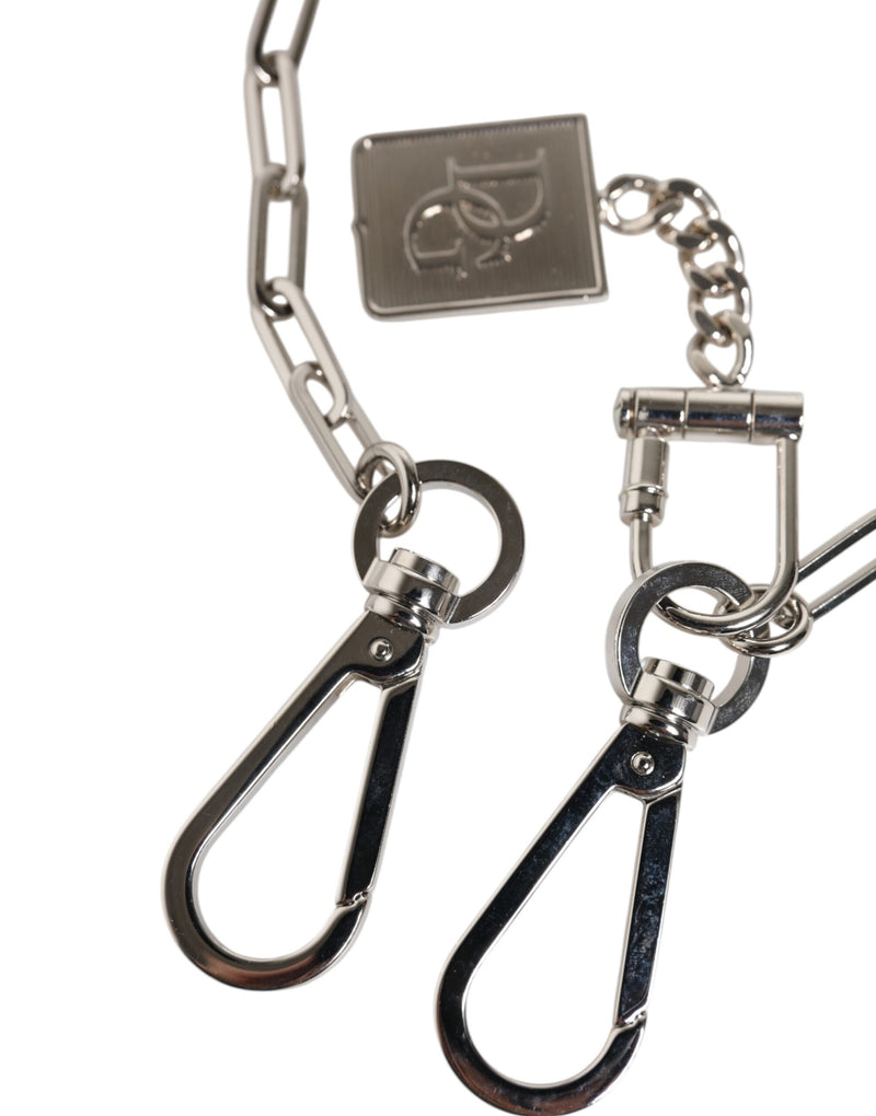 Dolce &amp; Gabbana zilverkleurige metalen ketting DG Charm riem sleutelhanger