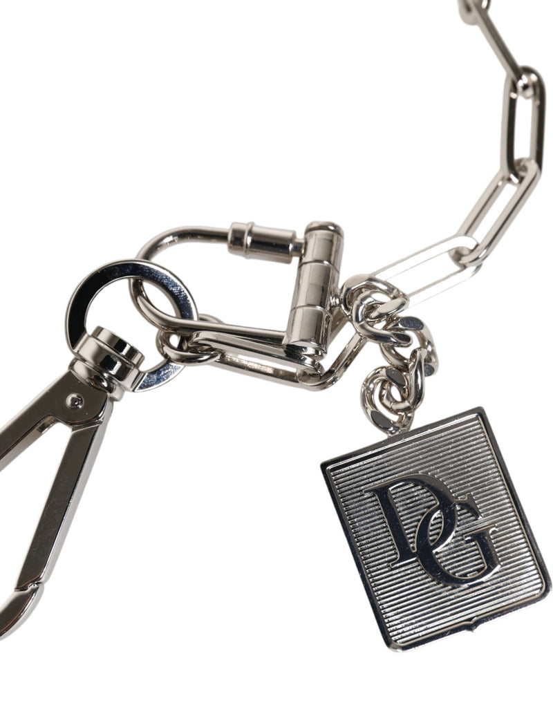 Dolce &amp; Gabbana zilverkleurige metalen ketting DG Charm riem sleutelhanger