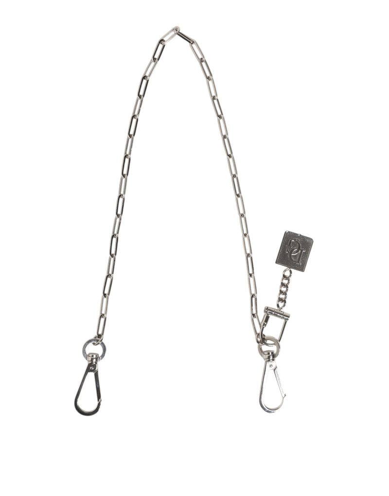 Dolce &amp; Gabbana zilverkleurige metalen ketting DG Charm riem sleutelhanger