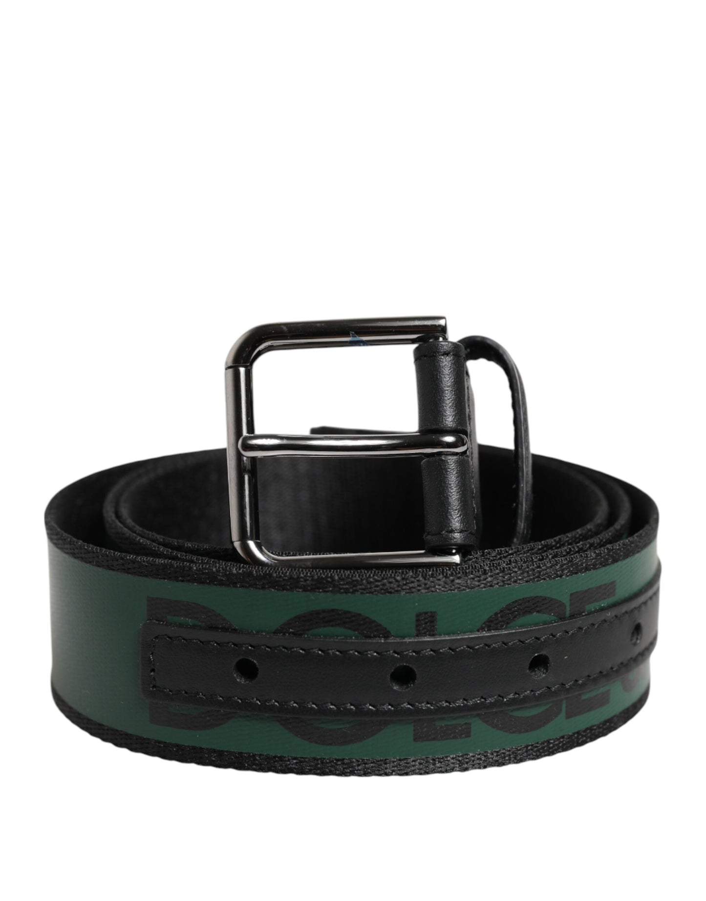 Ceinture à boucle logo DG en polyester vert et noir Dolce &amp; Gabbana