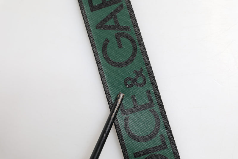 Dolce &amp; Gabbana Groene Zwarte Polyester DG Logo Gesp Riem