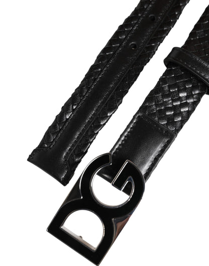 Dolce & Gabbana Black Classic Leather DG Logo Buckle Belt