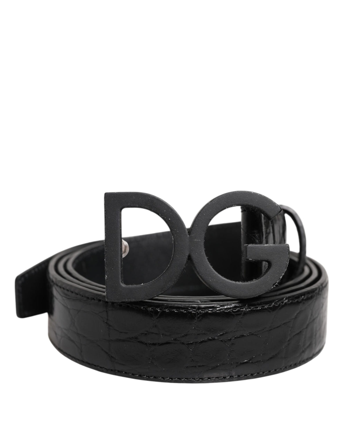 Ceinture classique en cuir noir Dolce &amp; Gabbana avec boucle DG en métal