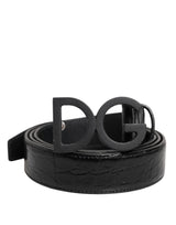 Ceinture classique en cuir noir Dolce &amp; Gabbana avec boucle DG en métal
