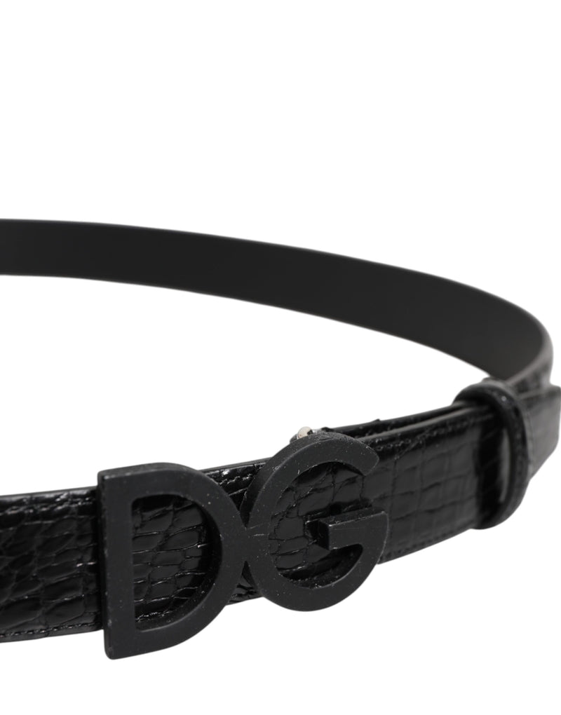 Ceinture classique en cuir noir Dolce &amp; Gabbana avec boucle DG en métal