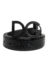 Ceinture classique en cuir noir Dolce &amp; Gabbana avec boucle DG en métal