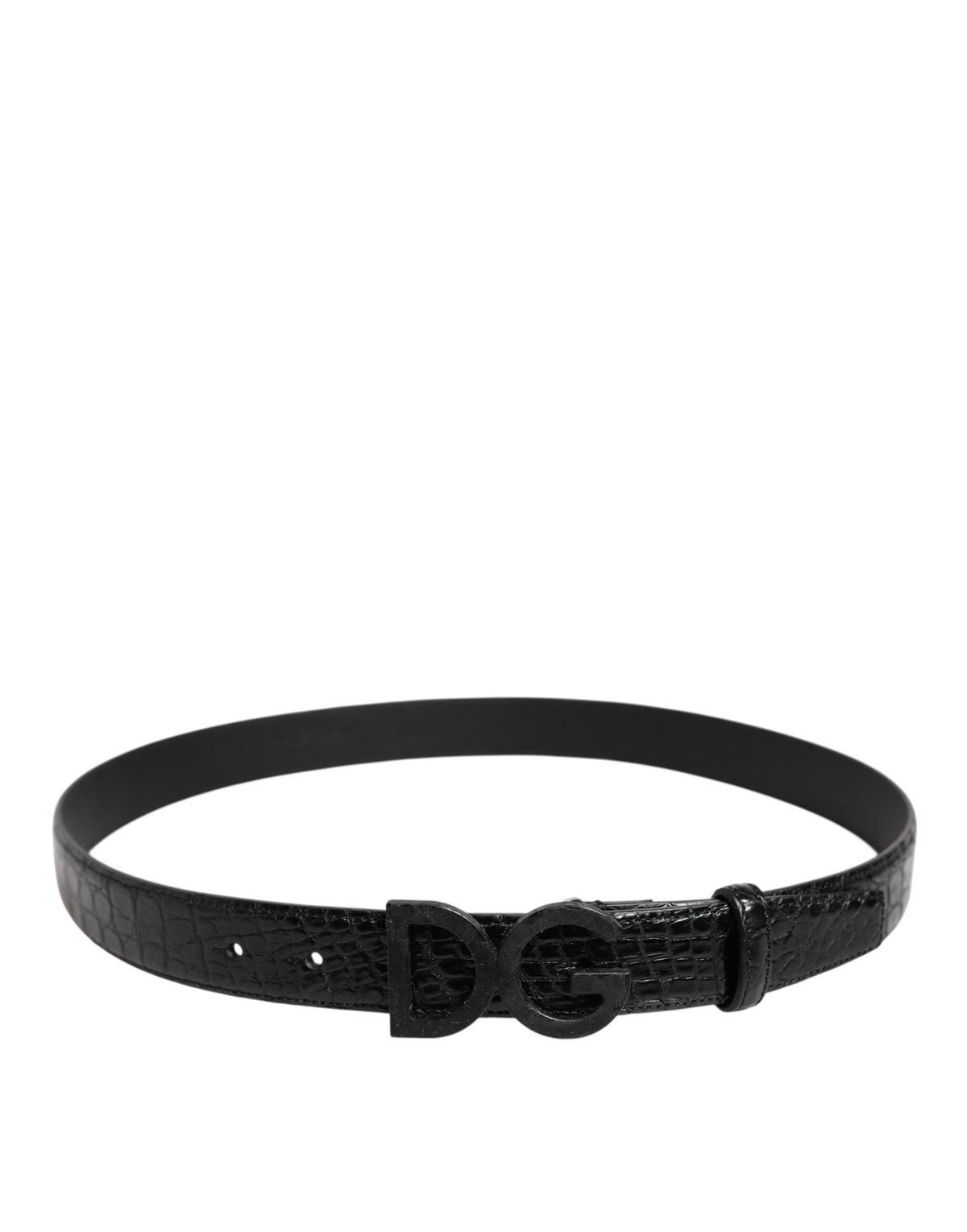 Ceinture classique en cuir noir Dolce &amp; Gabbana avec boucle DG en métal