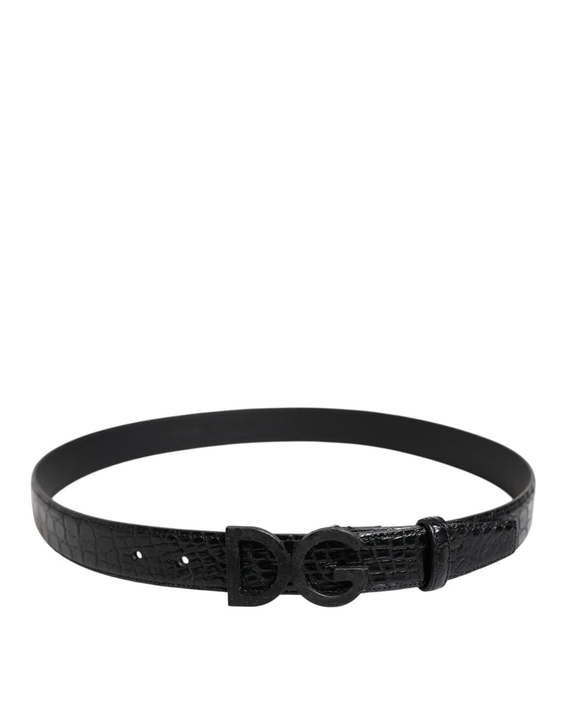 Ceinture classique en cuir noir Dolce &amp; Gabbana avec boucle DG en métal