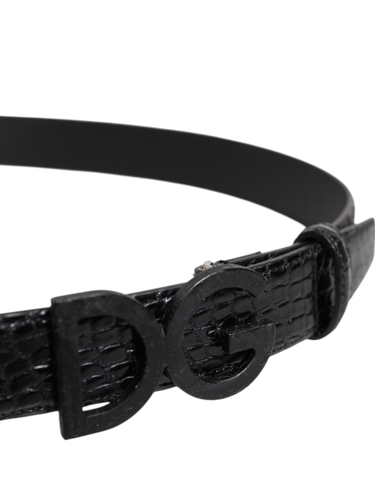 Ceinture classique en cuir noir Dolce &amp; Gabbana avec boucle DG en métal