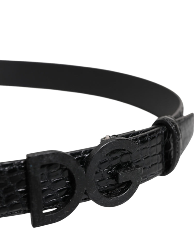 Ceinture classique en cuir noir Dolce &amp; Gabbana avec boucle DG en métal