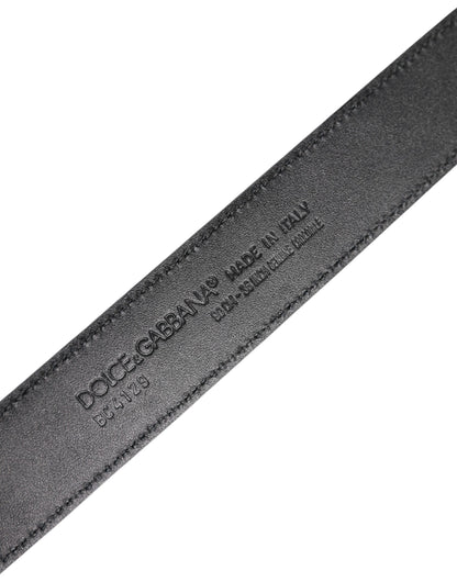 Dolce & Gabbana Black Leather Classic Metal DG Buckle Belt