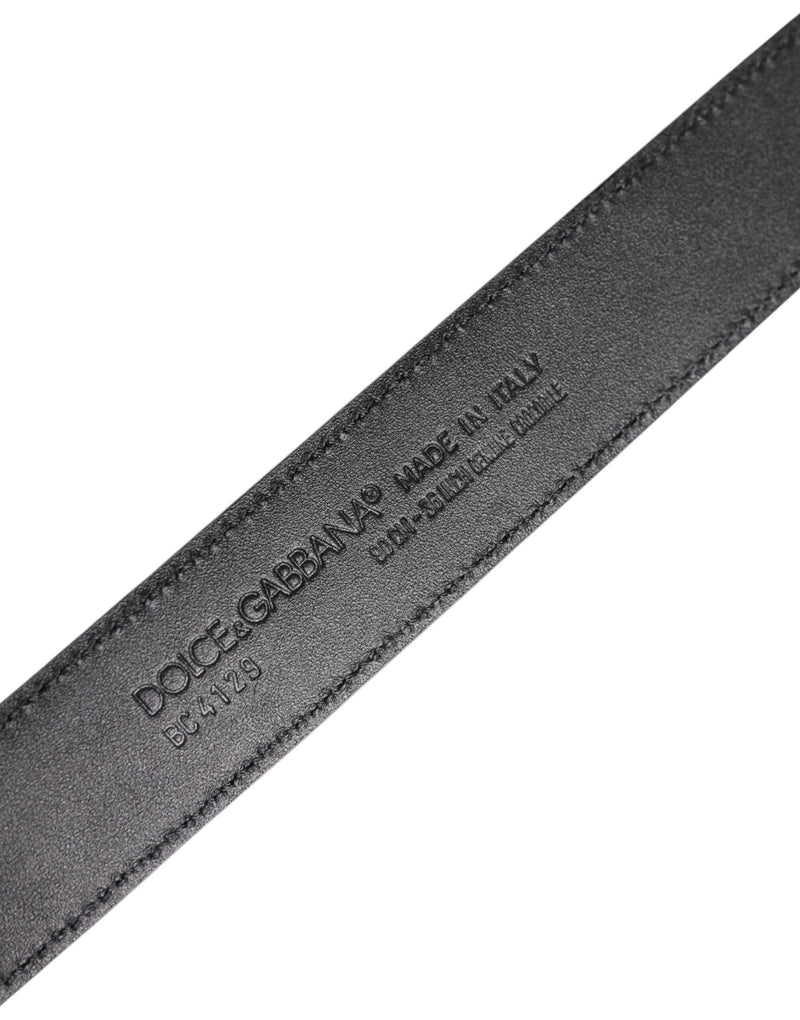 Ceinture classique en cuir noir Dolce &amp; Gabbana avec boucle DG en métal