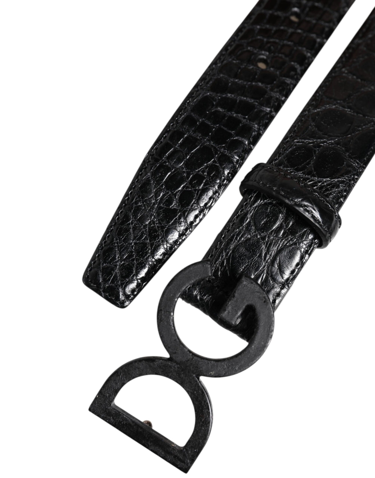 Ceinture classique en cuir noir Dolce &amp; Gabbana avec boucle DG en métal