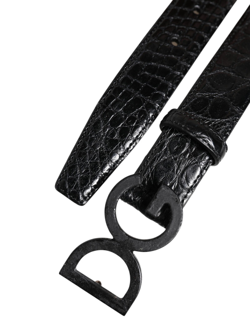 Ceinture classique en cuir noir Dolce &amp; Gabbana avec boucle DG en métal