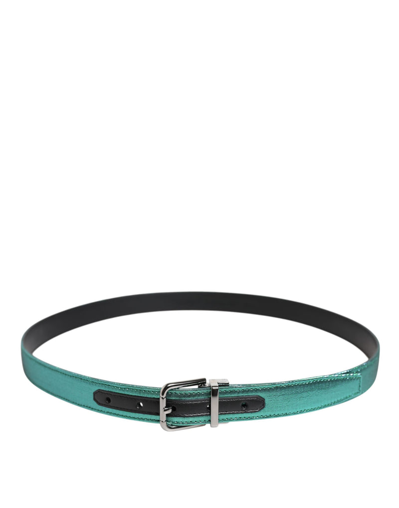 Dolce &amp; Gabbana Groene Zwarte Polyester Metalen Gesp Riem