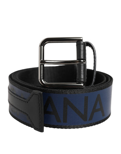 Ceinture Dolce & Gabbana en polyester bleu et noir avec boucle en métal