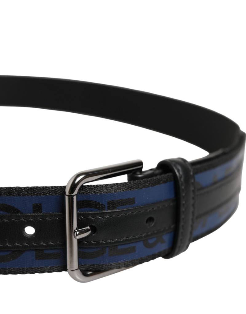Ceinture Dolce &amp; Gabbana en polyester bleu et noir avec boucle en métal