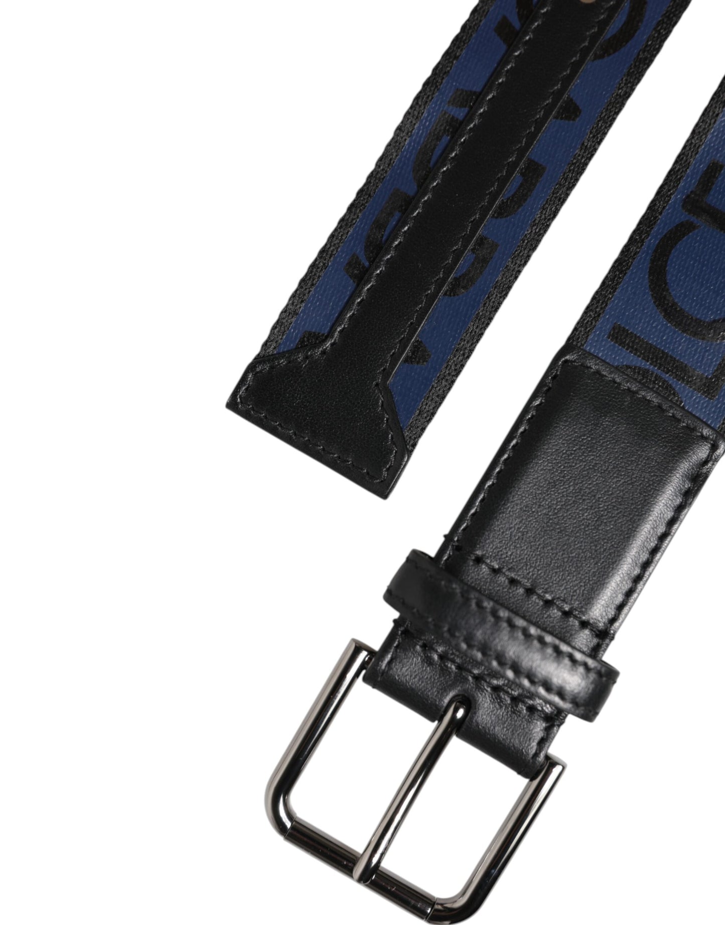 Ceinture Dolce & Gabbana en polyester bleu et noir avec boucle en métal
