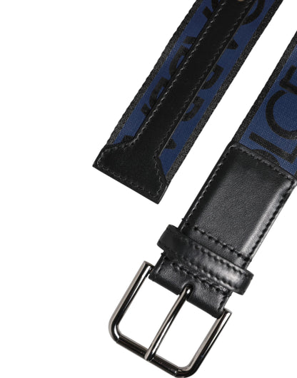 Ceinture Dolce & Gabbana en polyester bleu et noir avec boucle en métal
