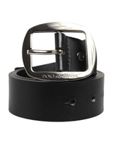 Ceinture classique en cuir noir Dolce &amp; Gabbana avec boucle en métal