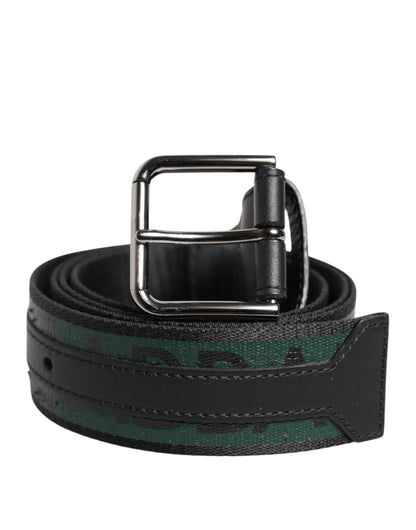 Ceinture à boucle logo DG en polyester vert et noir Dolce & Gabbana