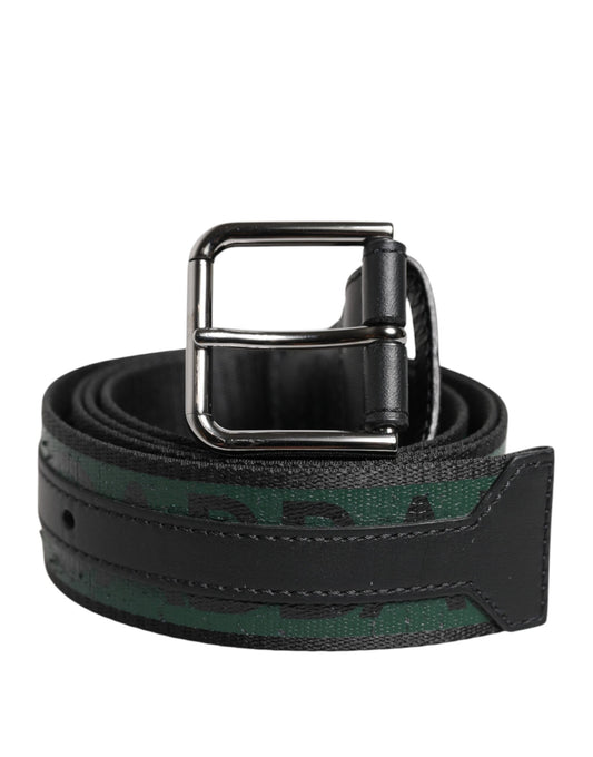 Ceinture à boucle logo DG en polyester vert et noir Dolce & Gabbana