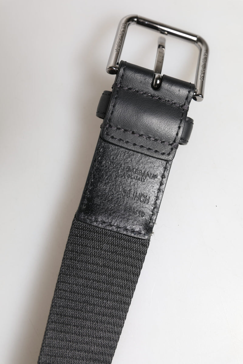 Dolce &amp; Gabbana Groene Zwarte Polyester DG Logo Gesp Riem