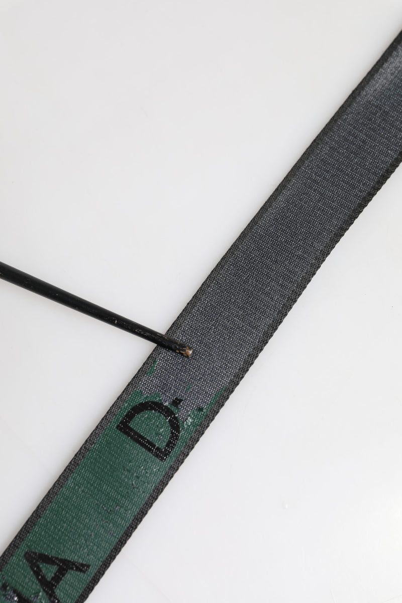 Dolce &amp; Gabbana Groene Zwarte Polyester DG Logo Gesp Riem