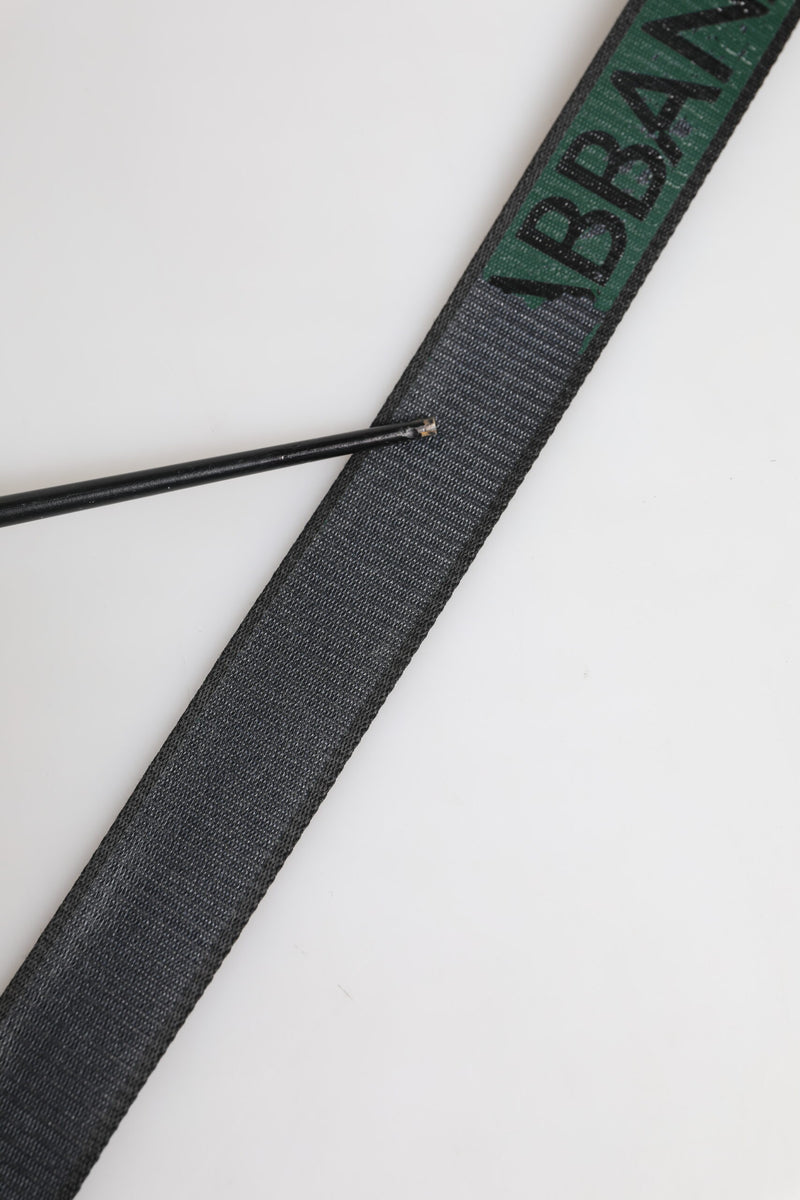Dolce &amp; Gabbana Groene Zwarte Polyester DG Logo Gesp Riem