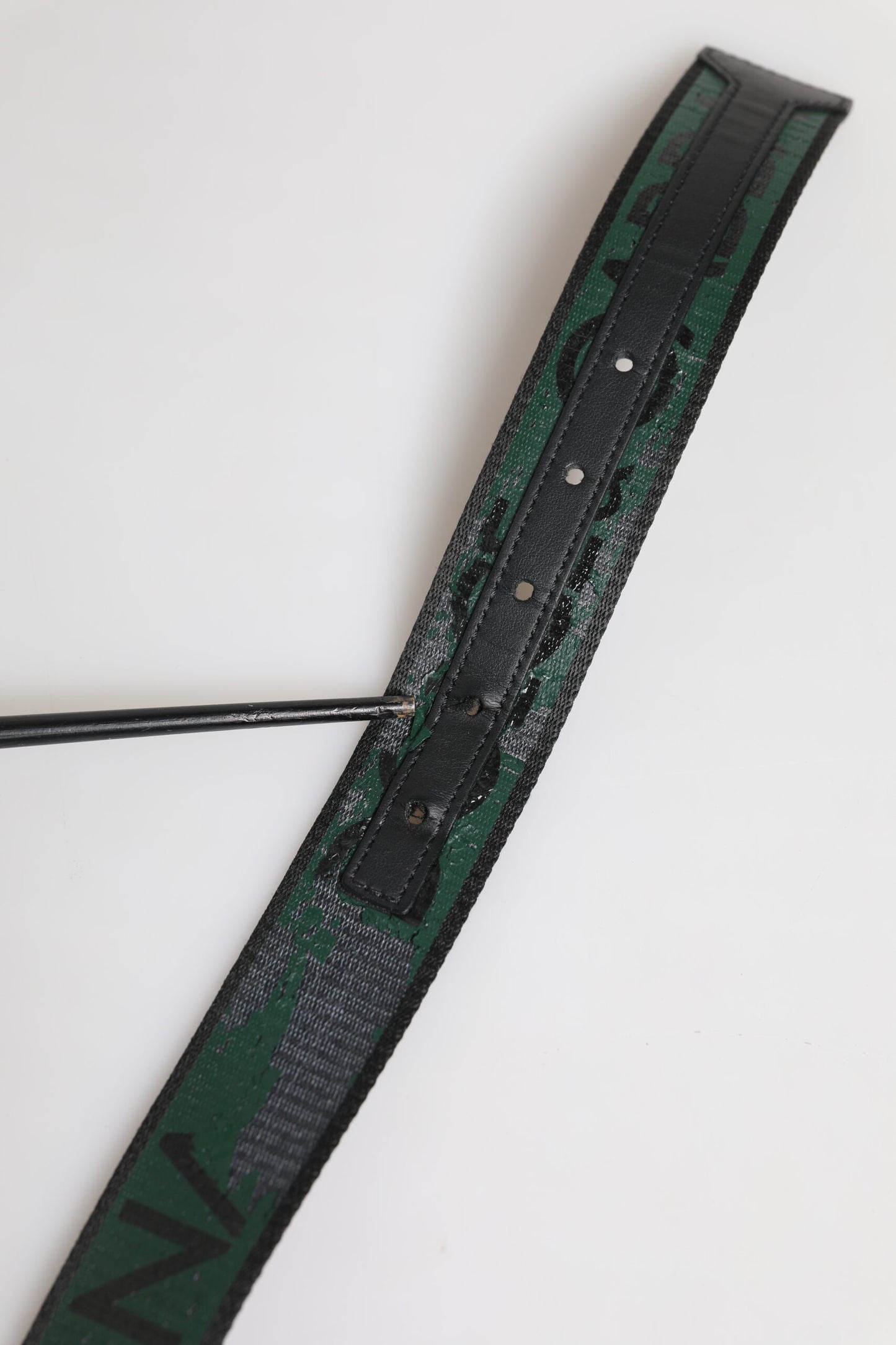 Ceinture à boucle logo DG en polyester vert et noir Dolce & Gabbana