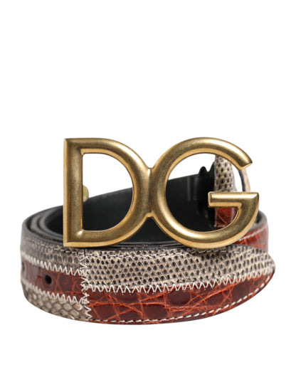 Ceinture Dolce & Gabbana en cuir exotique multicolore avec boucle et logo DG
