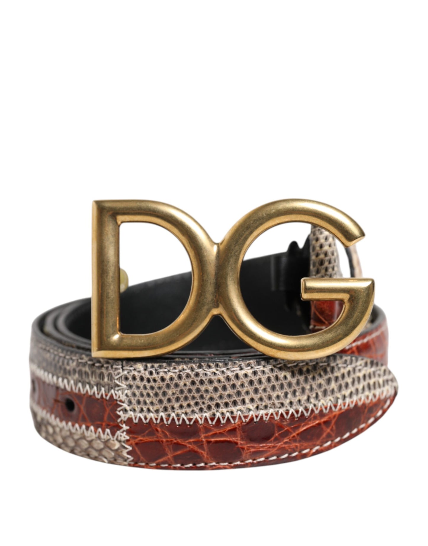 Ceinture Dolce &amp; Gabbana en cuir exotique multicolore avec boucle et logo DG