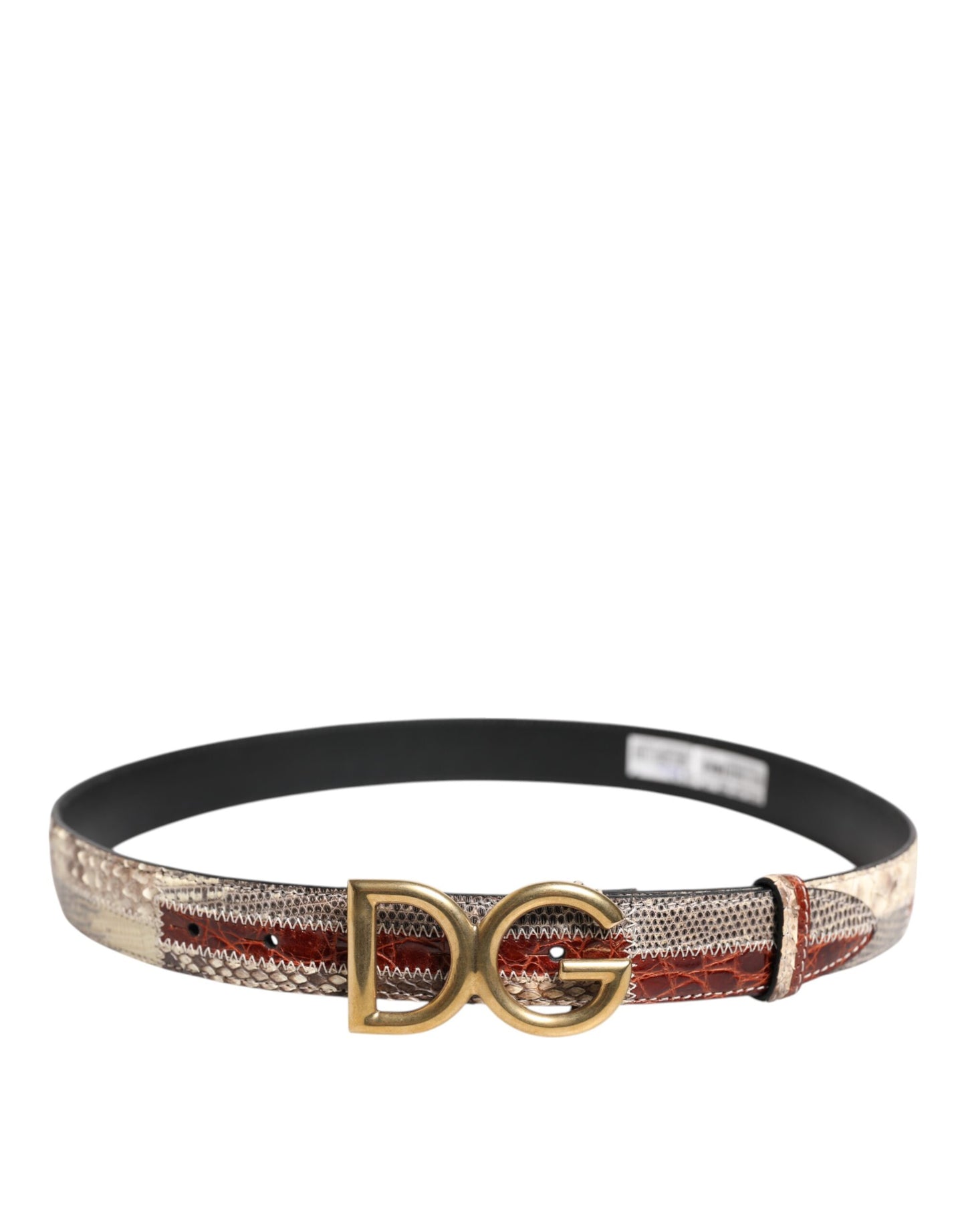 Ceinture Dolce & Gabbana en cuir exotique multicolore avec boucle et logo DG