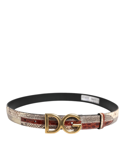 Ceinture Dolce & Gabbana en cuir exotique multicolore avec boucle et logo DG