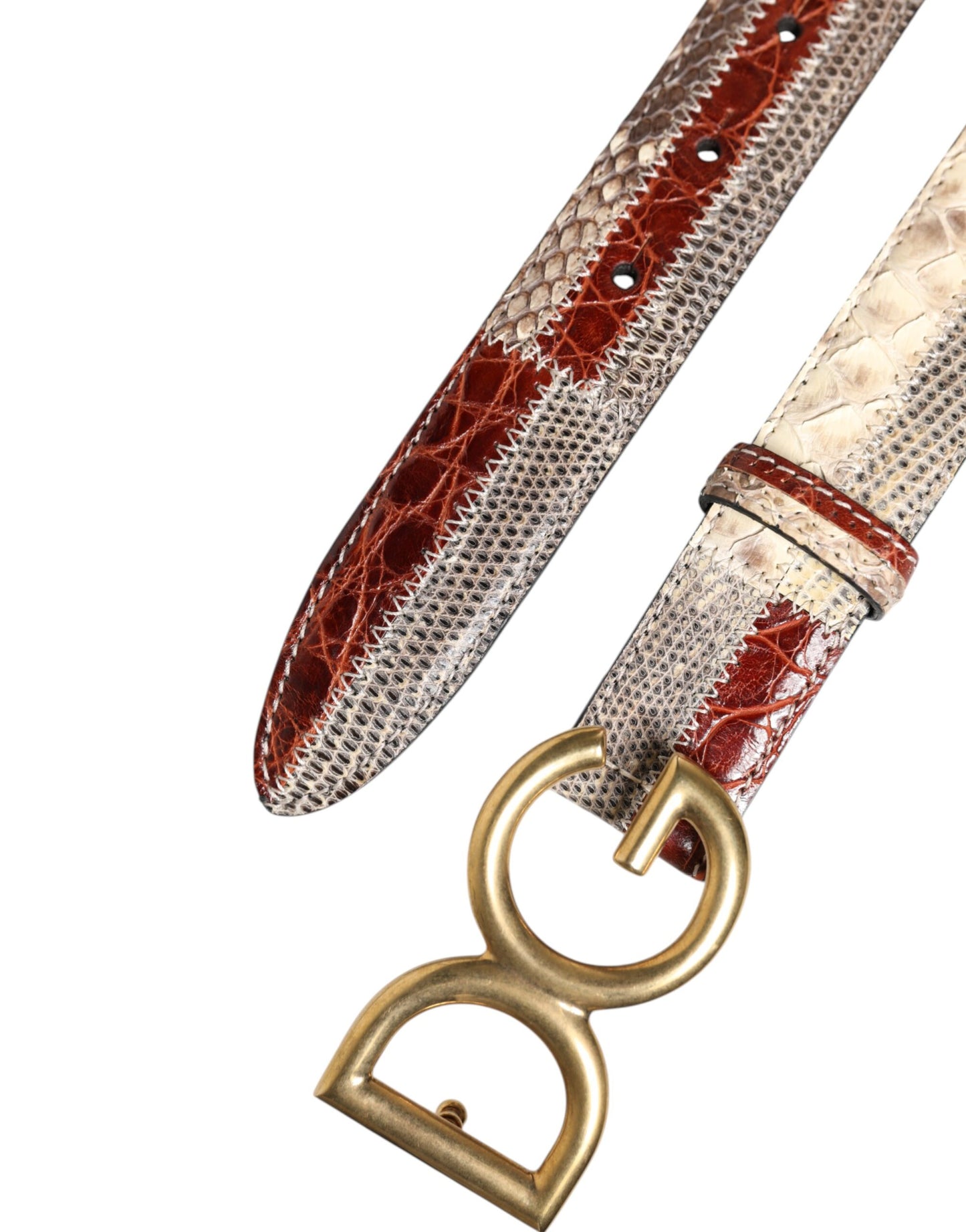 Ceinture Dolce & Gabbana en cuir exotique multicolore avec boucle et logo DG