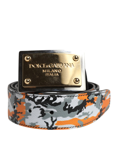 Ceinture à boucle métallique avec logo camouflage multicolore Dolce & Gabbana