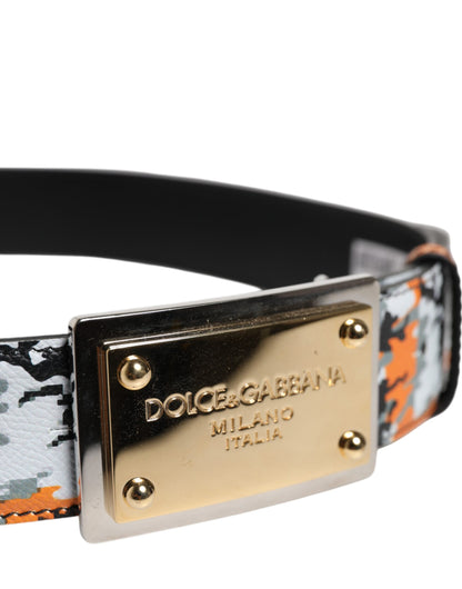 Ceinture à boucle métallique avec logo camouflage multicolore Dolce & Gabbana