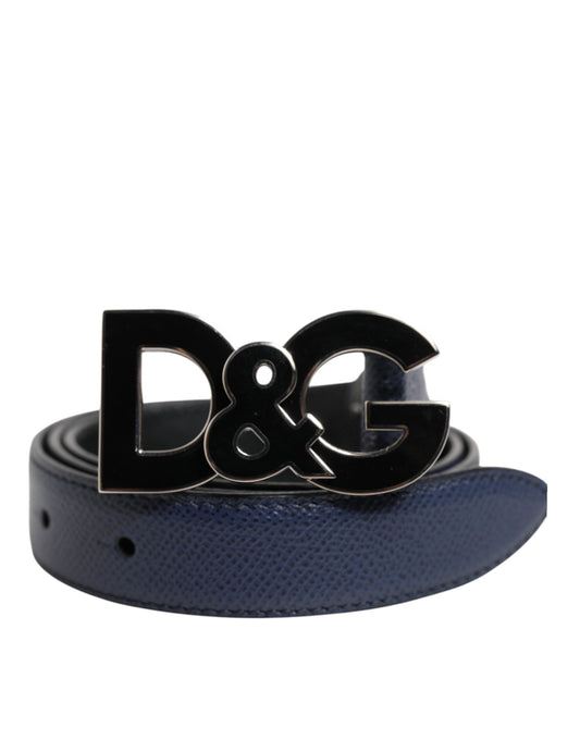 Ceinture classique en cuir bleu Dolce & Gabbana avec boucle en métal et logo DG
