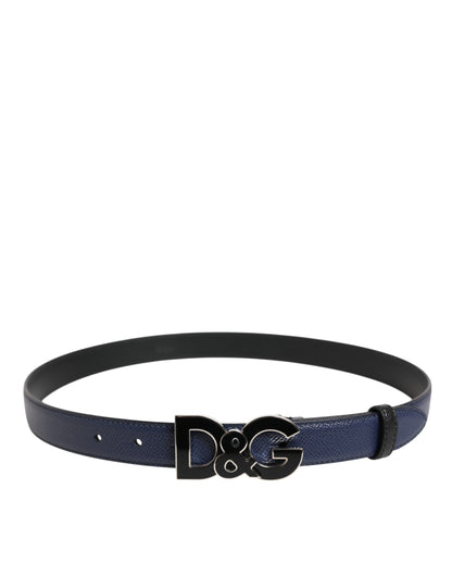 Ceinture classique en cuir bleu Dolce & Gabbana avec boucle en métal et logo DG