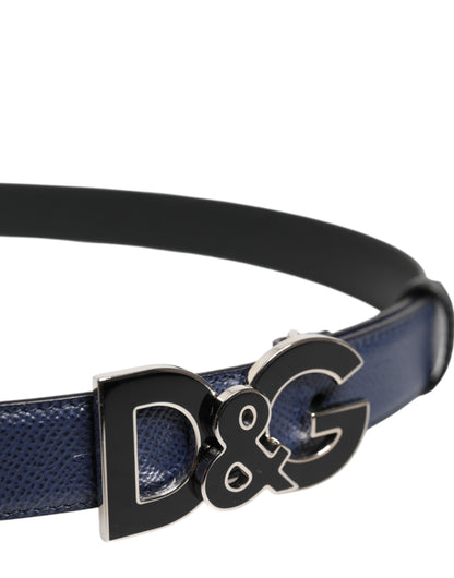 Ceinture classique en cuir bleu Dolce & Gabbana avec boucle en métal et logo DG