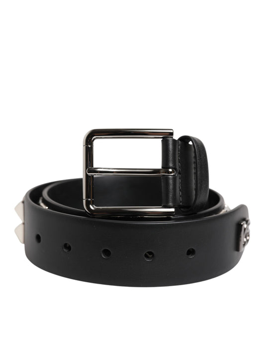 Ceinture Dolce & Gabbana en cuir noir clouté avec boucle en métal DG