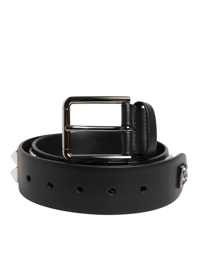 Dolce &amp; Gabbana zwarte leren DG metalen gesp met studs