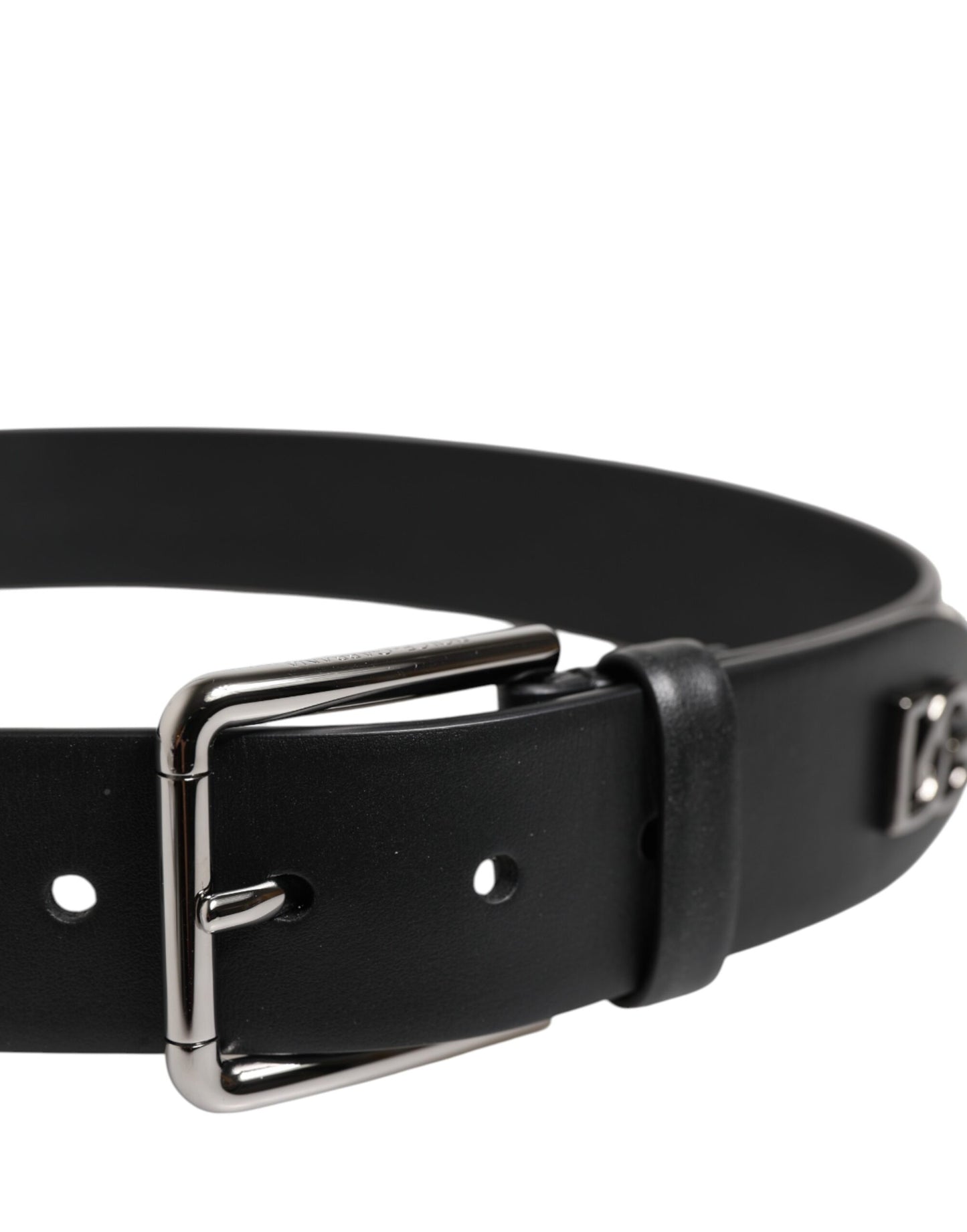 Ceinture Dolce & Gabbana en cuir noir clouté avec boucle en métal DG