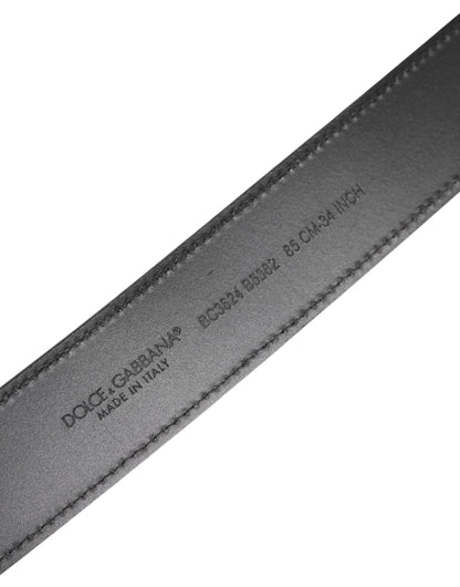 Dolce & Gabbana Black Leather Classic Metal Logo Buckle Belt