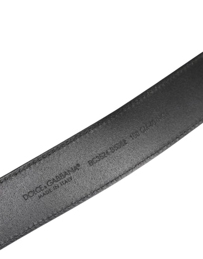 Ceinture classique en cuir noir Dolce & Gabbana avec boucle en métal et logo