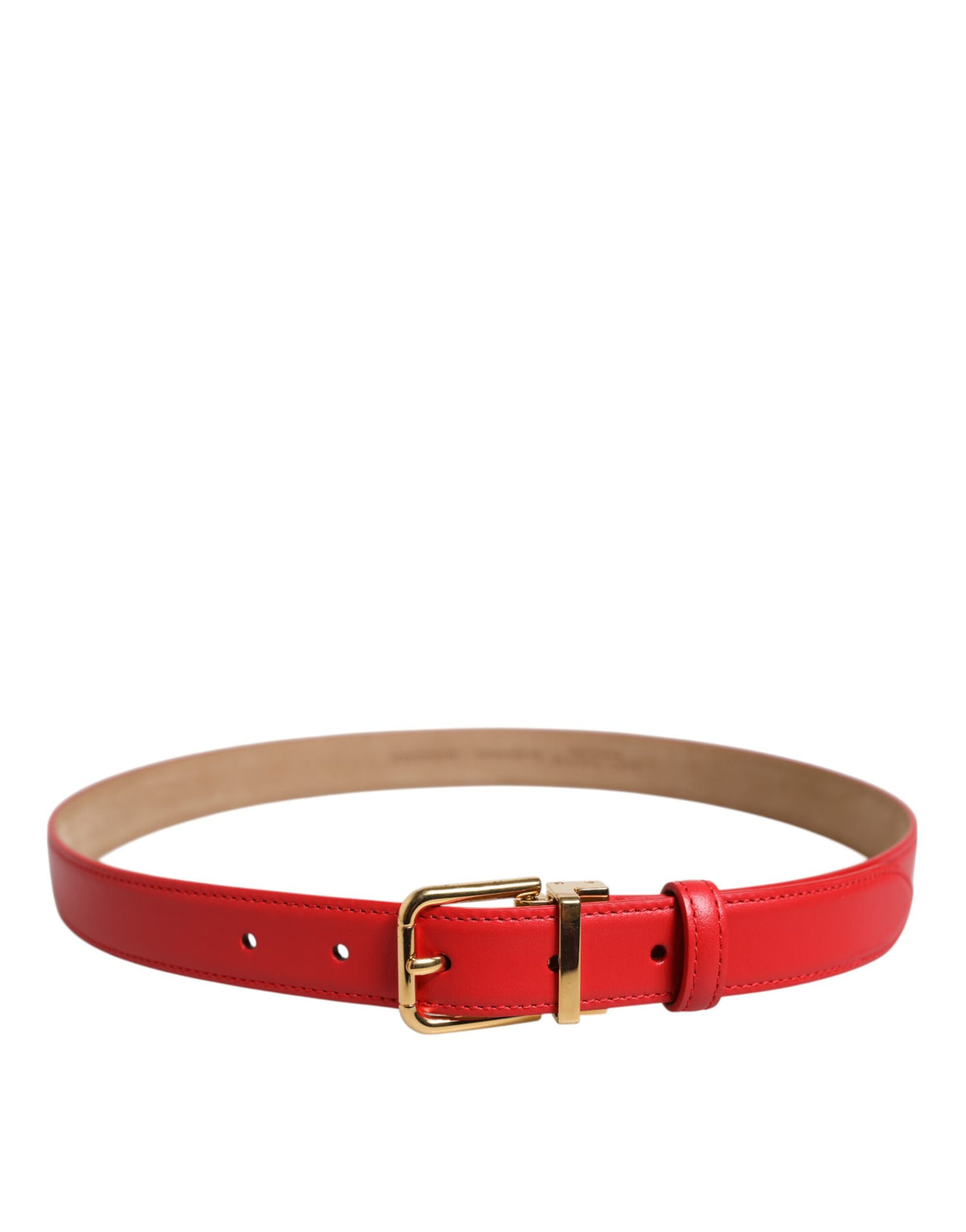 Dolce & Gabbana Ceinture en Cuir Rouge avec Boucle en Métal Doré