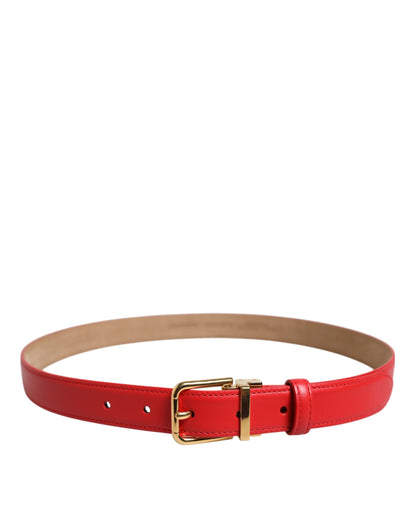 Ceinture Cintura en cuir rouge Dolce & Gabbana avec boucle en métal doré