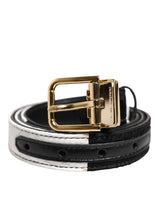 Dolce & Gabbana Ceinture Patchwork Noir Blanc Boucle Métallique Dorée